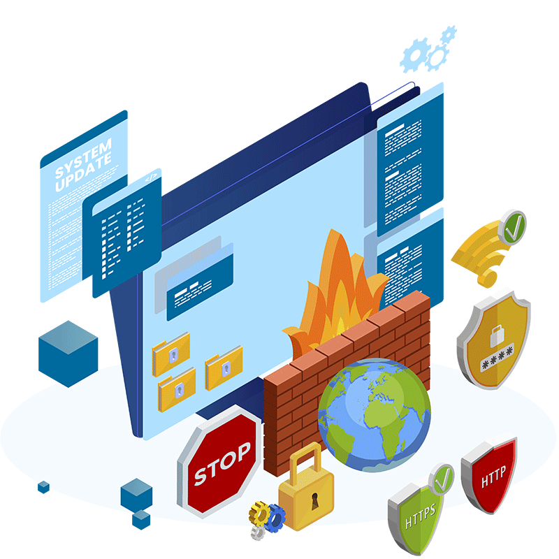 Illustration de parefeu pour protéger des intrusions malveillantes