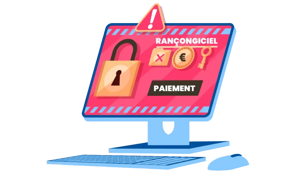 Illustration d'un message de rançon est apparu sur un écran